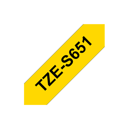 Brother | TZe-S651 Strong Adhesive Laminated Tape | Black on Yellow | TZe | 8 m | 2.4 cm – nuotrauka 1