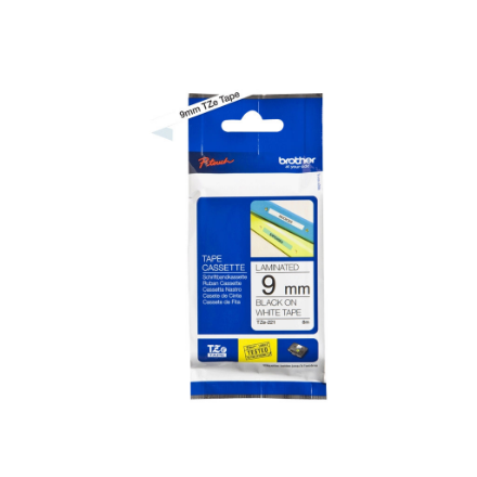 Brother | TZe-221 Laminated Tape | Black on White | TZe | 8 m | 9 cm – nuotrauka 1