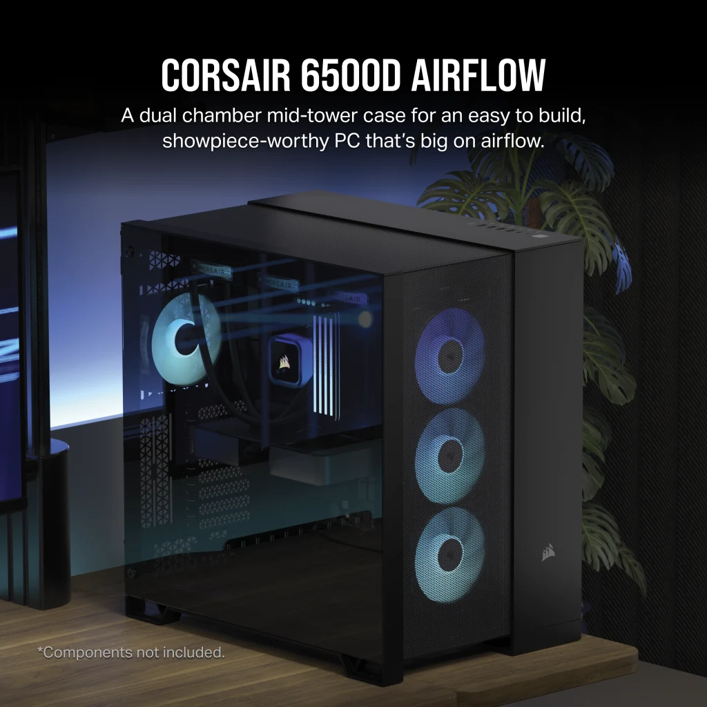 Corsair Dual Chamber PC Case | 6500D AIRFLOW | Mid-Tower | ATX | Black – nuotrauka 1