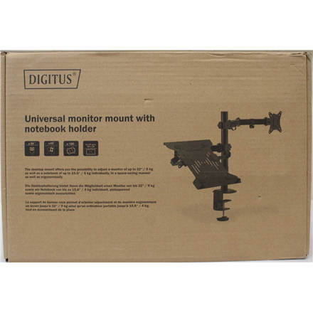 SALE OUT. DIGITUS Universal Monitor Mount with Notebook Holder · Digitus Desk Mount · DA-90436 – image 1