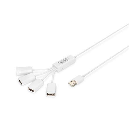 Digitus USB 2.0 Cable Hub, 4-Port 4x USB A/F, 1x USB A male, DC2.5mm (PSU not incl.) – image 1