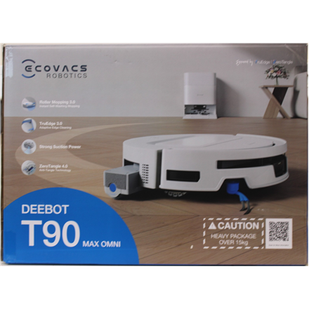 SALE OUT. Ecovacs DEEBOT T90 Max OMNI Vacuum Cleaner,Robot,Wet&Dry,30000Pa,TruEdge 3.0,ZeroTangle 4.0,OZMO Roller 3.0,White+OMNI Auto-Empty · Ecovacs Robot Vacuum Cleaner · DEEBOT T90 Max OMNI – image 1