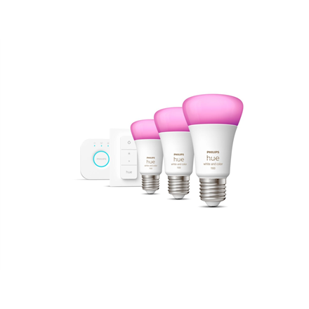 Hue WCA Starter Kit 9W A60 E27, 3pcs, Bridge, Switch · E27 · 9 W – nuotrauka 1