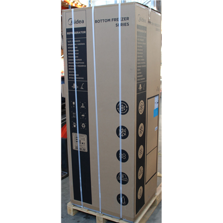 SALE OUT. Midea MDRB548MME46 Refrigerator, E, Freestanding, Combi, Height 186 cm, Fridge net 271L, Freezer net 130L, Grey · Midea Refrigerator · MDRB548MME46 – image 1