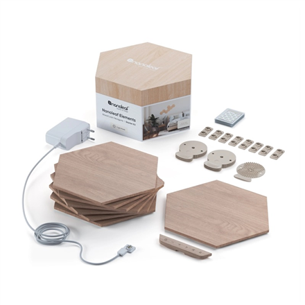 Nanoleaf | Elements Wood Look Hexagons Starter Kit (13 panels) | Cool White + Warm White – nuotrauka 1