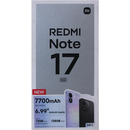 SALE OUT. Xiaomi Redmi Note 17 5G (Celestial Purple) 7.0" OLED 1080x2396/2.3GHz,128GB,6GB RAM/Android 16,WiFi,BT,5G,MZB0PTZEU · SALE OUT. · Xiaomi Redmi Note 17 5G – image 1