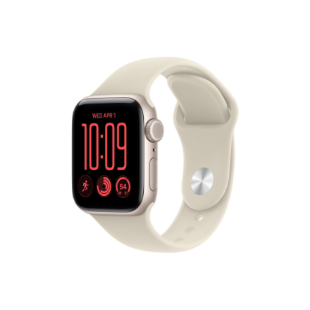 Apple Watch SE 3 GPS + Cellular 40mm Starlight Aluminium Case with Sand Sport Band - S/M | Apple – image 1