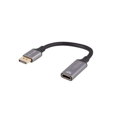 Lanberg Displayport (M) to HDMI (F) Adapter 8K on cable 20cm, Silver | AD-DP-HD-04 – image 1